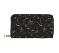 TZTTZT Black Gold Dragon Cool A Print Wallet Women Leather Bifold Multi Card Wallet Long Purse Women Wallets