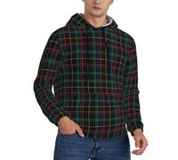TZTTZT Buffalo Plaid dunkelgrüne Hoodies für Herren, modische grafische Hoodies Pullover Kapuzen-Sweatshirt für Herren, Schwarz, S