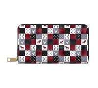 TZTTZT Buffalo Plaid Elch Pfeile Hirsch Elch Geldbörse Damen Leder Bifold Multi Card Wallet Damen Geldbörsen Lange Geldbörse