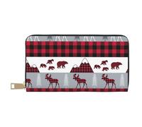 TZTTZT Buffalo Plaid Forest Wallet Damen, Leder Bifold Multi Card Wallet Damen Geldbörsen Lange Geldbörse