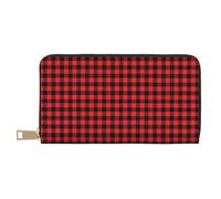 TZTTZT Buffalo Plaid Red Black Wallet Women Leather Bifold Multi Card Wallet Women Wallets Long Purse