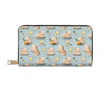 TZTTZT Cute Capybara Duck Print Wallet Women Leather Bifold Multi Card Wallet Long Purse Women Wallets