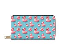 TZTTZT Cute Duck Pink Print Wallet Women Leather Bifold Multi Card Wallet Long Purse Women Wallets