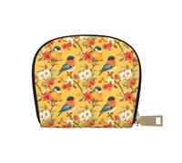TZTTZT Gelbe Blume Vogel Druck Kreditkartenetui für Frauen Kartenetui Brieftasche Leder Kreditkartenetui Brieftasche