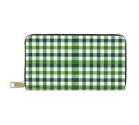 TZTTZT Green Gingham Plaid Kariert Print Geldbörse Damen Leder Bifold Multi Card Wallet Lange Geldbörse Damen Geldbörsen