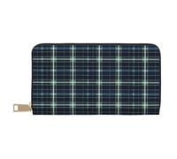 TZTTZT Grün Schwarz Retro Plaid Print Geldbörse Damen Leder Bifold Multi Card Wallet Lange Geldbörse Damen Geldbörsen