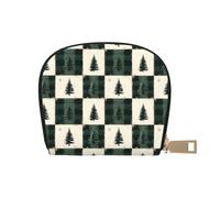 TZTTZT Grüner Weihnachtsbaum Plaid Print Kreditkartenetui für Frauen Kartenetui Brieftasche Leder Kreditkartenhalter Brieftasche