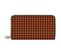 TZTTZT Halloween Plaid Kür eldbörse Damen Leder Bifold Multi Card Wallet Damen Geldbörsen Lange Geldbörse