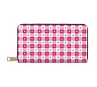 TZTTZT Hot Pink Plaid Heart Wallet Women Leather Bifold Multi Card Wallet Women Wallets Long Purse