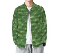 TZTTZT Jacken für Herren - Kaktus, niedlicher V-Ausschnitt, lässig, leicht, mit Reißverschluss, Bomberjacke für Frühling und Herbst, Windbreaker, Schwarz, Small