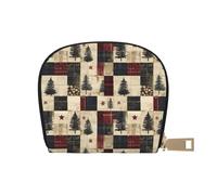 TZTTZT Kartenetui für Damen, Motiv: Weihnachtsbaum, kariert, Kartenetui, Leder, Kreditkartenetui