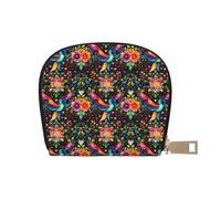 TZTTZT Kreditkartenetui mit buntem Vogel-Blumendruck, für Damen, Kartenetui, Leder-Kreditkartenhalter