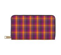 TZTTZT Lila Gelb Büffel Plaid Geldbörse Damen Leder Bifold Multi Card Wallet Damen Geldbörsen Lange Geldbörse