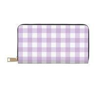 TZTTZT Lila Weiß Plaid Print Geldbörse Damen Leder Bifold Multi Card Wallet Lange Geldbörse Damen Geldbörsen