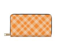 TZTTZT Orange Plaid Print Geldbörse Damen Leder Bifold Multi Card Wallet Lange Geldbörse Damen Geldbörsen