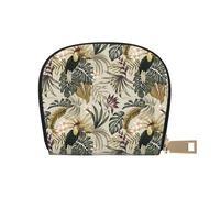 TZTTZT Papagei Vogel Tropische Pflanze Kreditkartenetui für Frauen Leder Kreditkartenetui Brieftasche Kartenetui Brieftasche