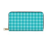TZTTZT Retro Green Plaid Print Wallet Women Leather Bifold Multi Card Wallet Long Purse Women Wallets