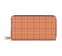 TZTTZT Retro Hellgelb Plaid Print Geldbörse Damen Leder Bifold Multi Card Wallet Lange Geldbörse Damen Geldbörsen