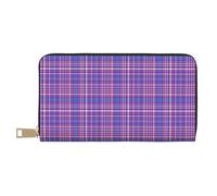 TZTTZT Retro Lila Plaid Print Geldbörse Damen Leder Bifold Multi Card Wallet Lange Geldbörse Damen Geldbörsen