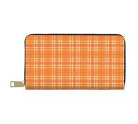 TZTTZT Retro Orange Plaid Print 1 Geldbörse Damen Leder Bifold Multi Card Wallet Lange Geldbörse Damen Geldbörsen