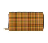 TZTTZT Retro Orange Plaid Print Geldbörse Damen Leder Bifold Multi Card Wallet Lange Geldbörse Damen Geldbörsen