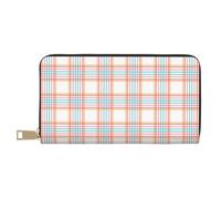 TZTTZT Retro Plaid Print Geldbörse Damen Leder Bifold Multi Card Wallet Lange Geldbörse Damen Geldbörsen