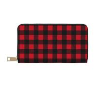TZTTZT Rot Schwarz Twill Streifen Plaid Print Geldbörse Damen Leder Bifold Multi Card Wallet Lange Geldbörse Damen Geldbörsen