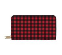 TZTTZT Rot Schwarz Twill Stripe Plaid Wallet Damen Leder Bifold Multi Card Wallet Damen Geldbörsen Lange Geldbörse