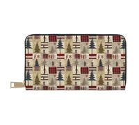 TZTTZT Rustikale Plaid Forest Lodge Geldbörse Damen Leder Bifold Multi Card Wallet Damen Geldbörsen Lange Geldbörse