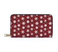 TZTTZT Schneeflocken Plaid Weihnachten Geldbörse Damen Leder Bifold Multi Card Wallet Damen Geldbörsen Lange Geldbörse