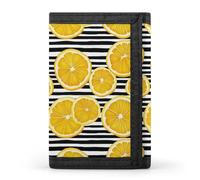 TZTTZT Schreibmappe mit Zitronenmuster, schwarz und weiß gestreift, für Herren, 8 Kreditkarten, schlanke, minimalistische Fronttasche für Herren