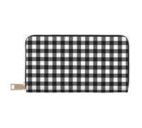TZTTZT Schwarz Weiß Twill Stripe Plaid Wallet Damen Leder Bifold Multi Card Wallet Damen Geldbörsen Lange Geldbörse