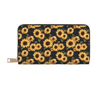 TZTTZT Scottish Blue Plaid Sunflower Wallet Women Leather Bifold Multi Card Wallet Women Wallets Long Purse