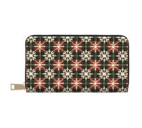 TZTTZT Snowflake Plaid Print Wallet Women Leather Bifold Multi Card Wallet Long Purse Women Wallets