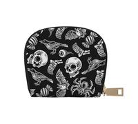 TZTTZT Totenkopf Vogel Fledermaus Spinne Kreditkartenetui für Damen Leder Kreditkartenetui Brieftasche Kartenetui Brieftasche