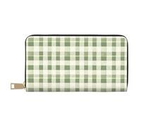TZTTZT Vintage Green Plaid Print Wallet Women Leather Bifold Multi Card Wallet Long Purse Women Wallets