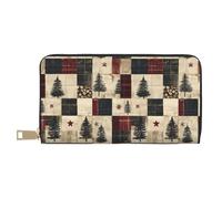 TZTTZT Weihnachtsbaum Plaid Print Geldbörse Damen Leder Bifold Multi Card Wallet Lange Geldbörse Damen Geldbörsen