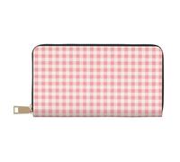 TZTTZT Weiß Rosa Plaid Geldbörse Damen Leder Bifold Multi Card Wallet Damen Geldbörsen Lange Geldbörse