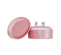 U·helper Ovale Samt-Ringbox mit 2 Fächern, Premium-Geschenkbox, wunderschöner Ringhalter, Vintage-Doppelring-Etui mit abnehmbarem Deckel für Antrag, Verlobung, Hochzeit, Zeremonie (Rosa)