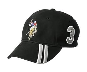 U.S. POLO ASSN. Concept One Unisex-Erwachsene Dad Hat, Embroidered Horse Logo Adjustable Adult Baseball Cap with Diagonal Accent Stripes Baseballkappe, Schwarz, Einheitsgröße