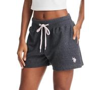 U.S. Polo Assn. Damen Sweatshorts mit Taschen - French Terry Pyjama-Shorts für Damen - Lounge-Shorts für Damen, Dunkelgrau meliert, Klein