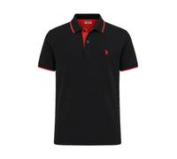 U.S. POLO ASSN. Herren Poloshirt mit Kontrast-Details - Piquet, Logo, Cotton Stretch Schwarz XL