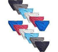 U.S. Polo Assn. Herren-Bikini-Unterwäsche, 12er-Pack, Baumwollmischung, String, klassischer Stretch, Herren-Slip mit Konturbeutel, Rot/Blau/Heather Grey/Magenta-String, Small
