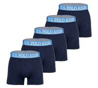 U.S. POLO ASSN. Herren Boxershorts, 5er Pack - Trunks, Logo, Baumwoll-Stretch Blau / M M Blau