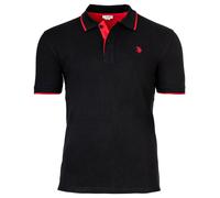 U.S. POLO ASSN. Herren Poloshirt mit Kontrast-Details - Piquet, Logo, Cotton Stretch Schwarz S