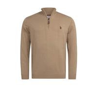 U.S. Polo Assn. Herren Pullover (M-3XL) Classic Fit mit Half-Zip Reißverschluss und Stehkragen P010 - CamelMel. Braun - Gr.L