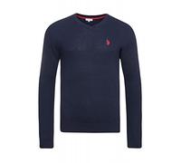 U.S. Polo Assn. Herren Pullover mit V-Ausschnitt - Eleganter Langarm Strickpullover - Pulli für Herbst/Winter/Frühling - Für Freizeit Business (Navy, M)