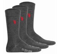 U.S. POLO ASSN. Herren Socken, 3er Pack - Business-Socken, Logo, Baumwoll-Mix Anthrazit Melange 39-42