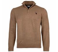 U.S. POLO ASSN. Herren Strickpullover mit Stehkragen - Half Zip, Logo, Baumwolle Beige 2XL