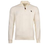 U.S. POLO ASSN. Herren Strickpullover mit Stehkragen - Half Zip, Logo, Baumwolle Weiß / XL XL Weiß